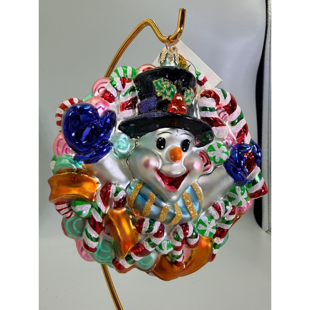 Christopher Radko "Chillin' Treats" Snowman Candy Wreath Christmas Ornament